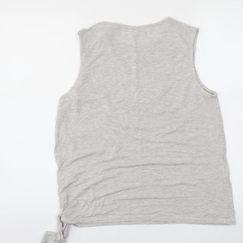F&F Womens Grey Striped  Basic T-Shirt Size M
