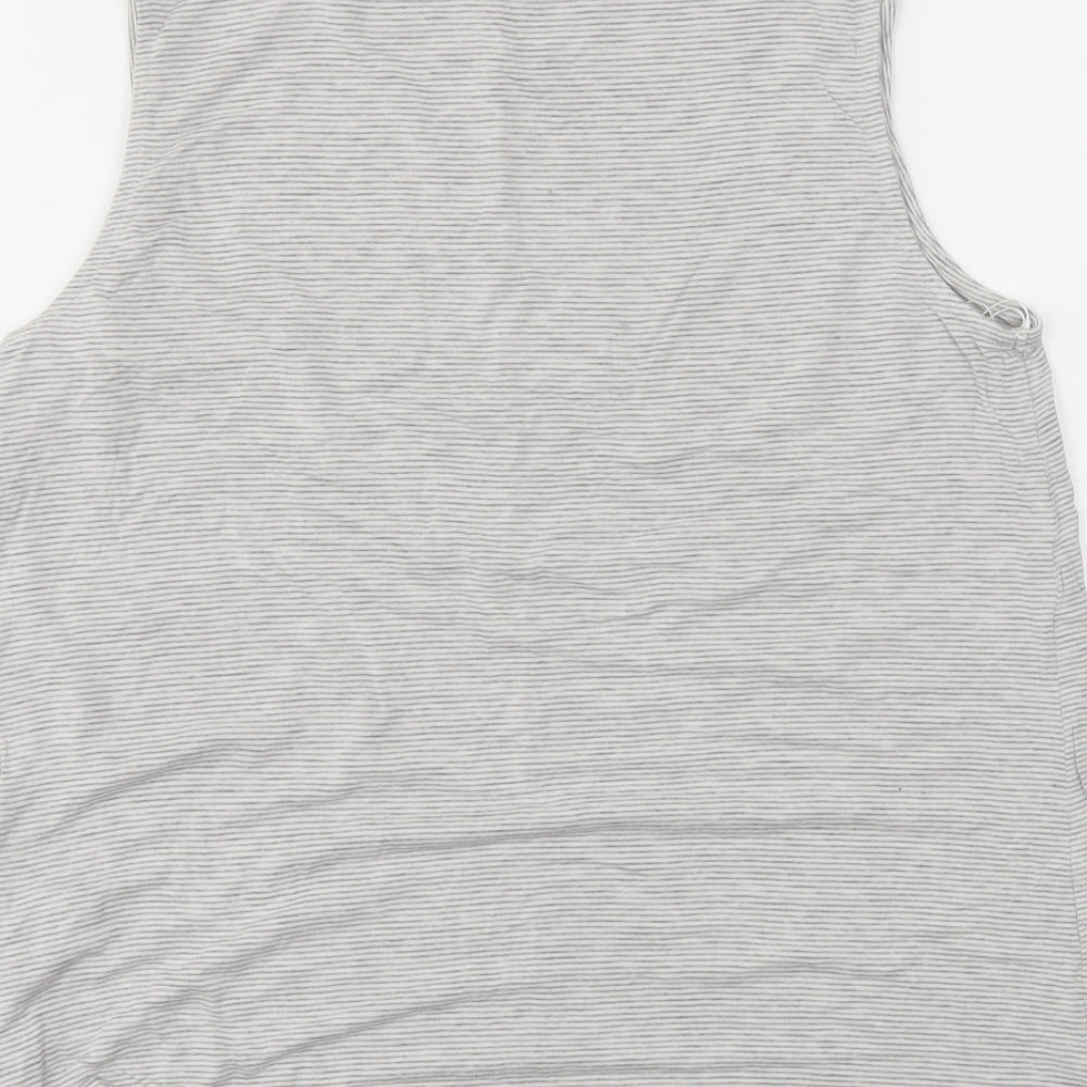 F&F Womens Grey Striped  Basic T-Shirt Size M