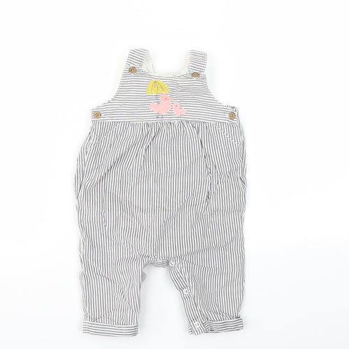 m&s Girls Grey Striped  Babygrow One-Piece Size 3-6 Months