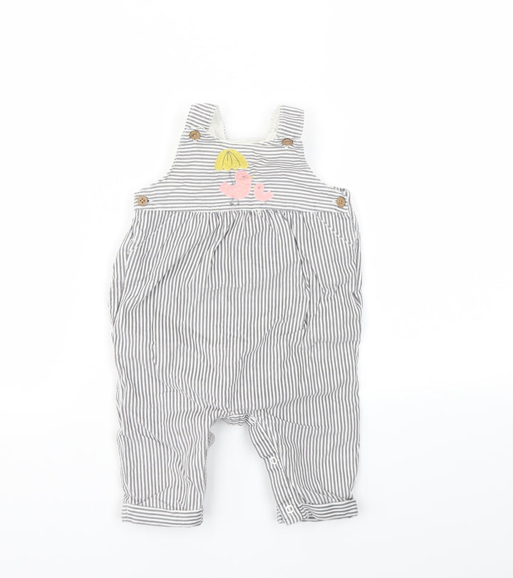 m&s Girls Grey Striped Babygrow One-Piece Size 3-6 Months