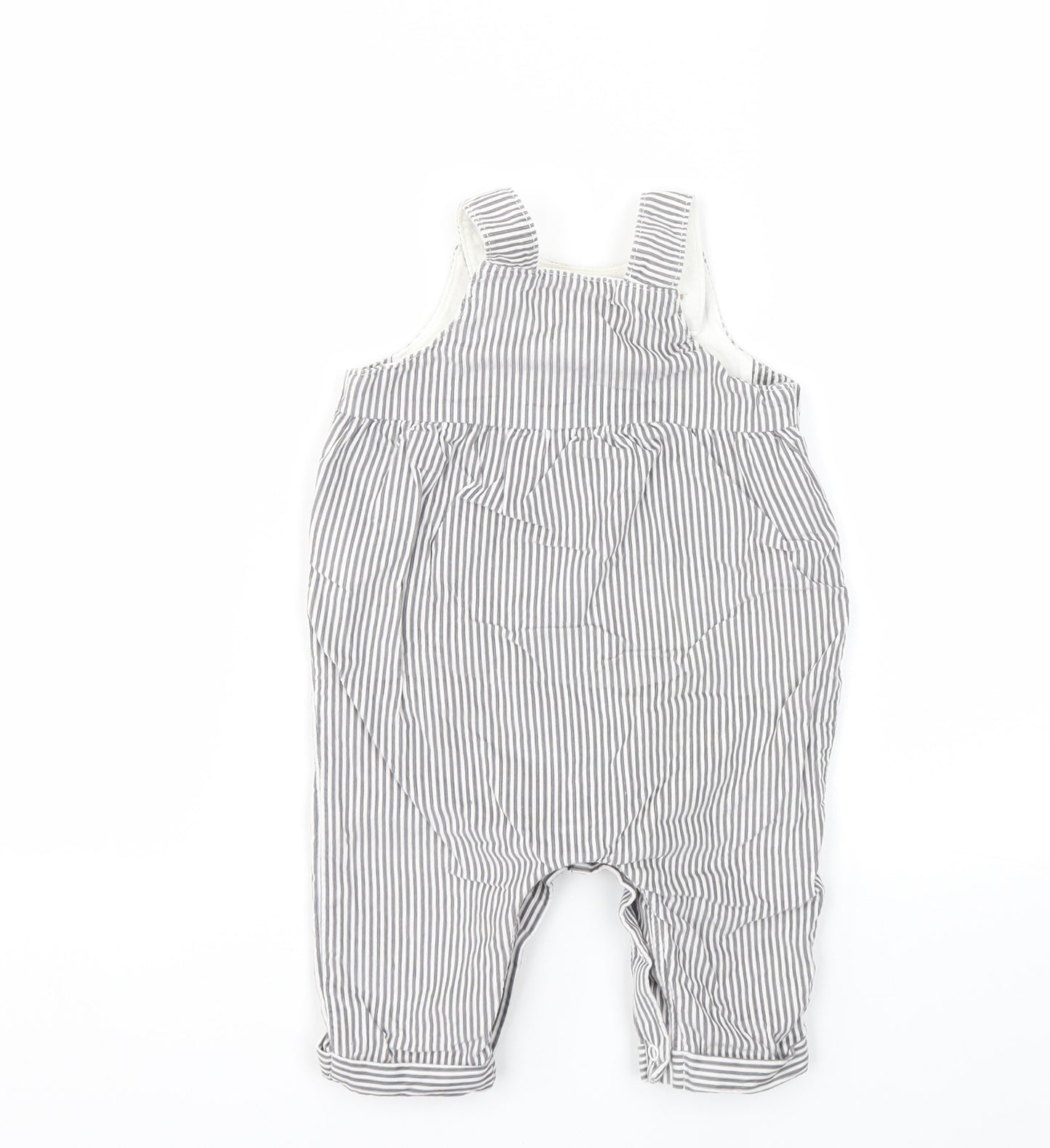 m&s Girls Grey Striped  Babygrow One-Piece Size 3-6 Months