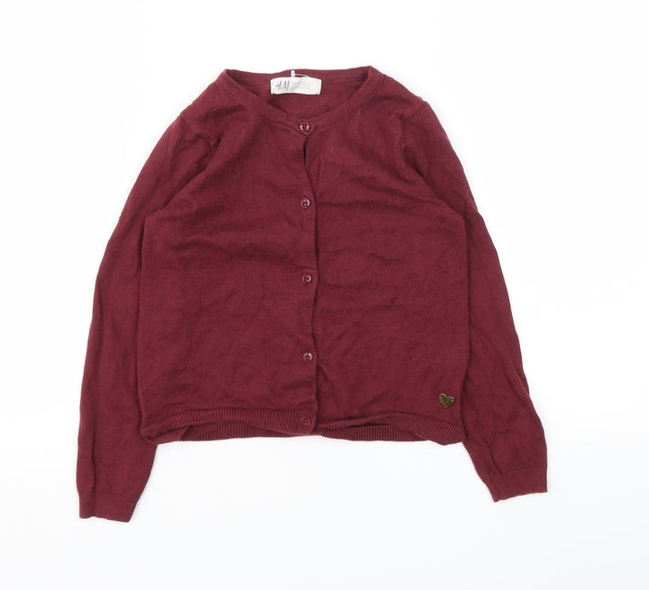 H&M Girls Purple   Cardigan Jumper Size 5-6 Years