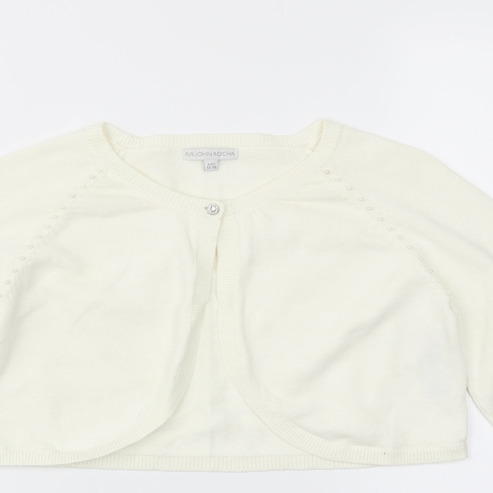 RJR.John Rocha Girls Ivory   Cardigan Jumper Size 12-13 Years
