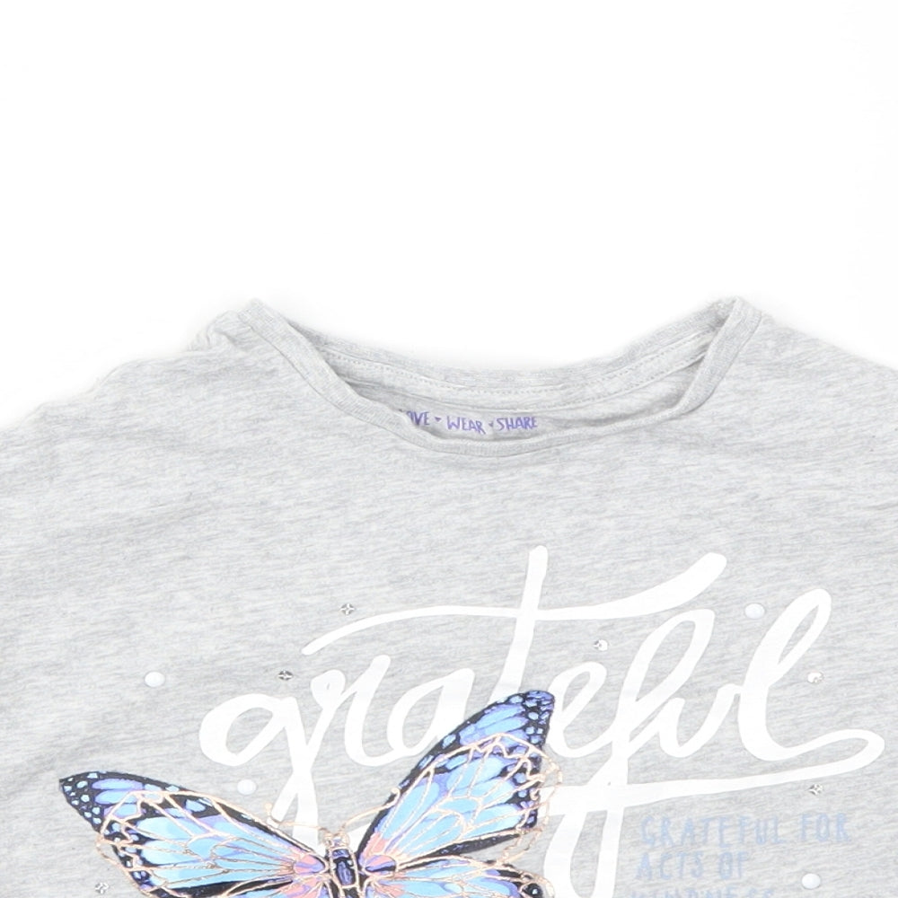 F&F Girls Grey   Basic T-Shirt Size 5-6 Years