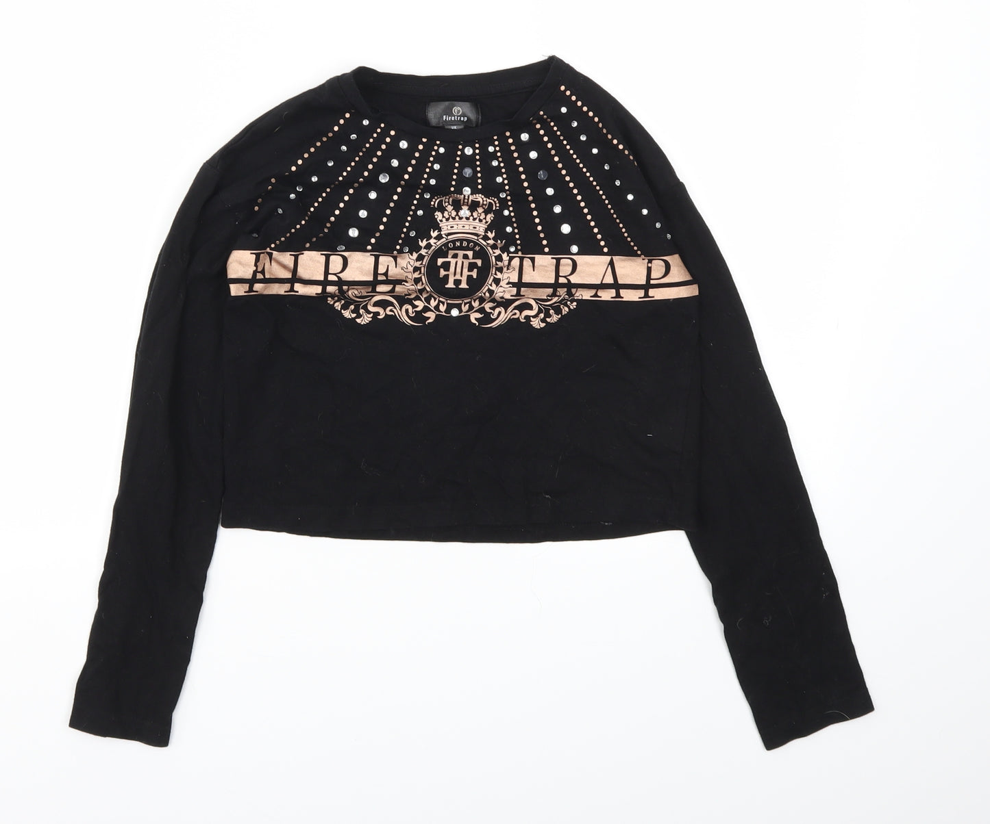 Firetrap Girls Black   Basic T-Shirt Size 9-10 Years