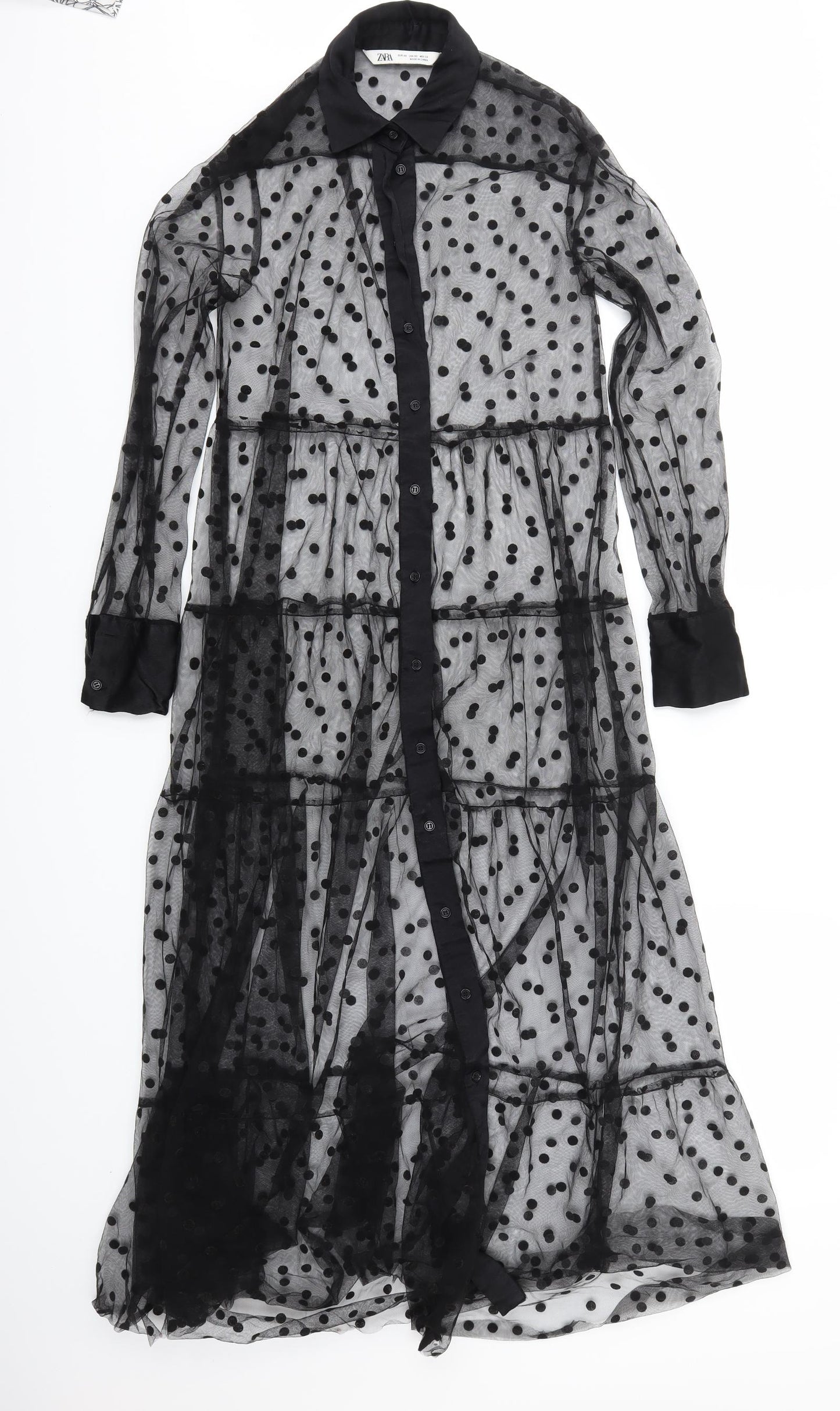 Zara Womens Black Polka Dot  Fit & Flare  Size XS