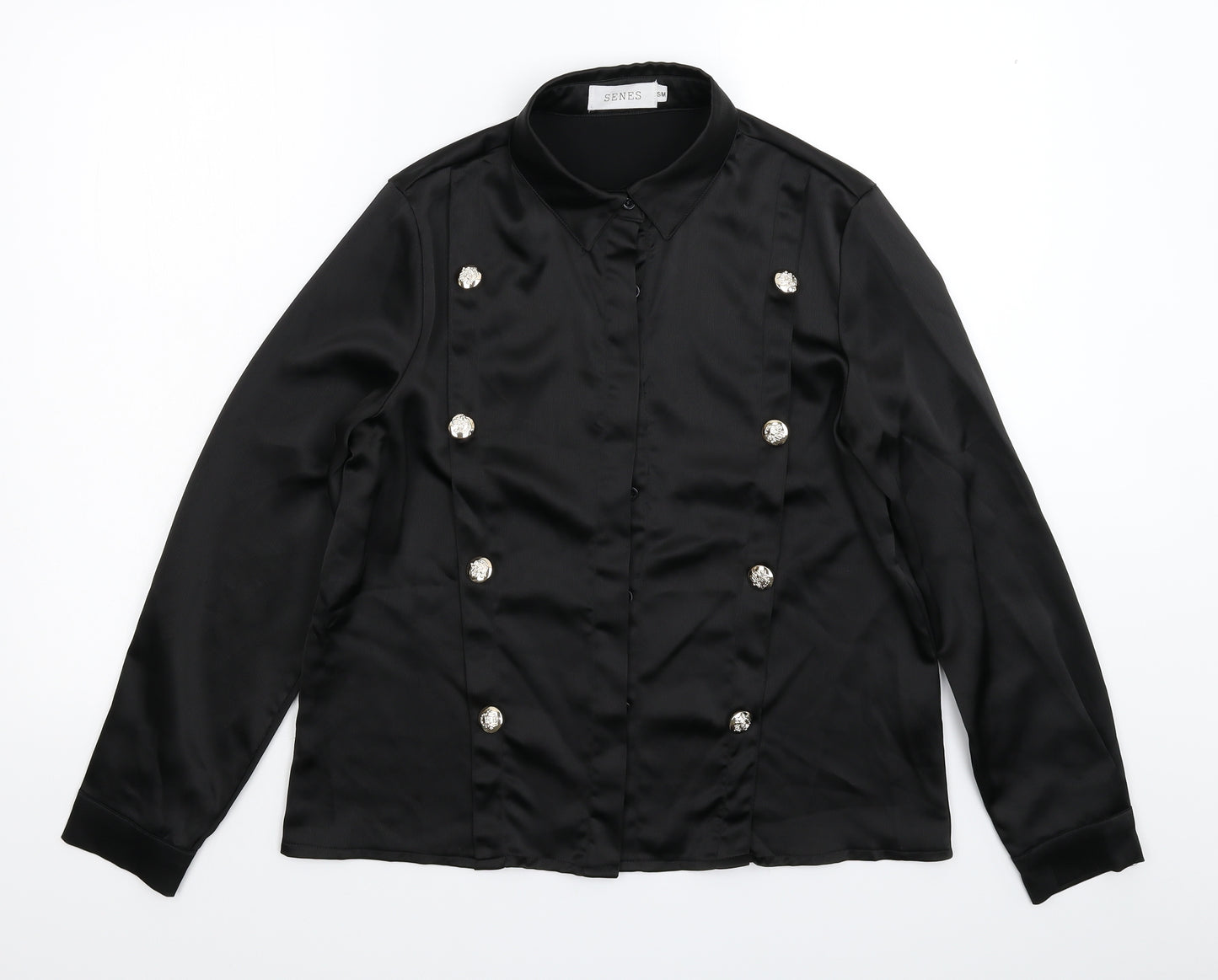 Senes Womens Black   Basic Button-Up Size M