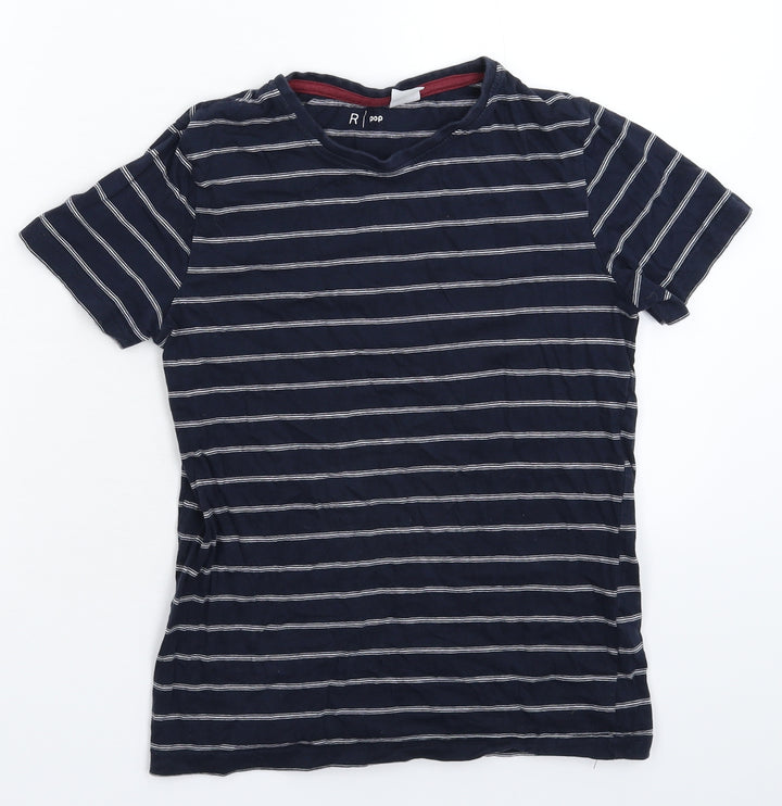 POP Boys Blue Striped  Basic T-Shirt Size 12 Years