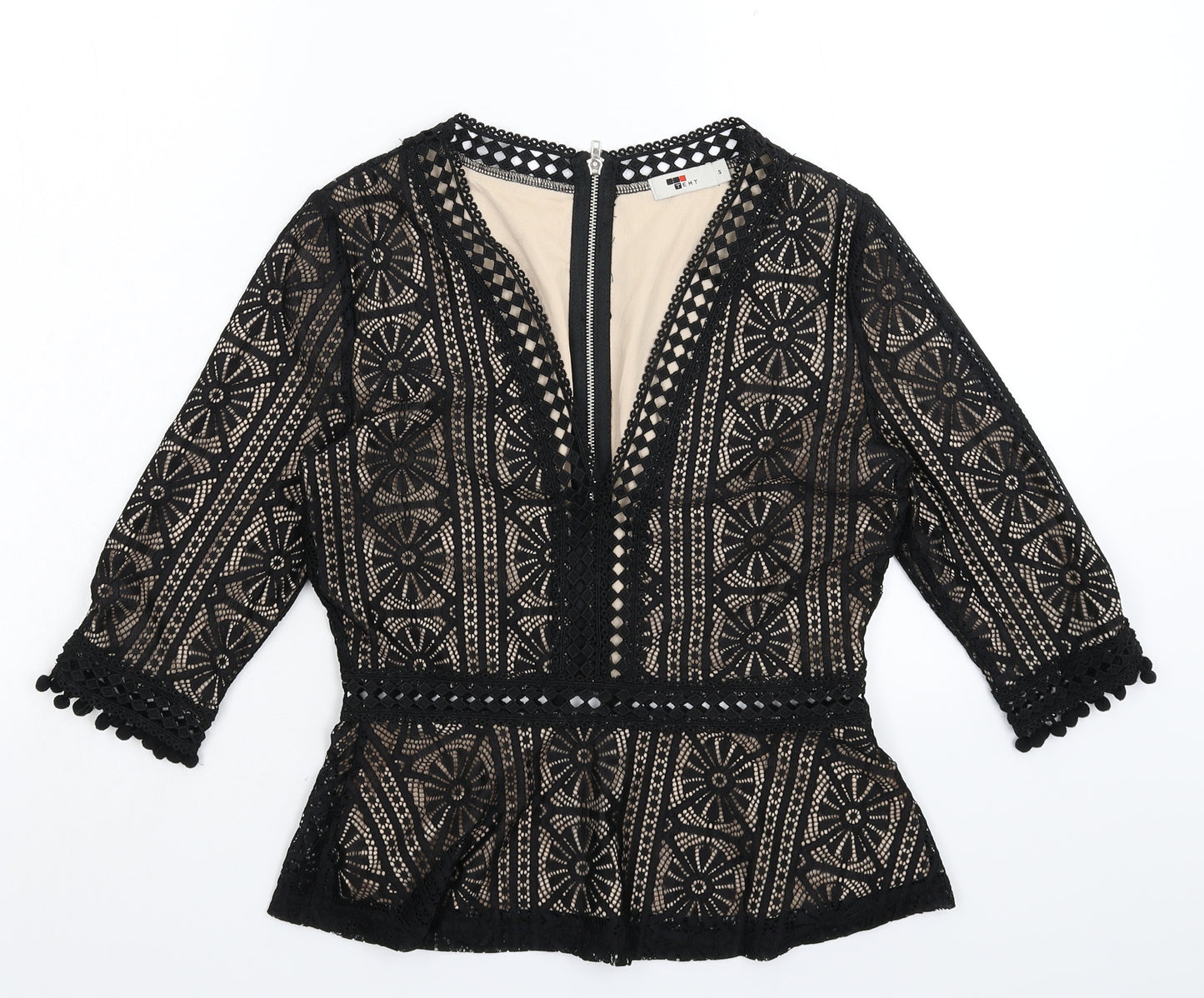 TEMT Womens Black Geometric  Basic Blouse Size S