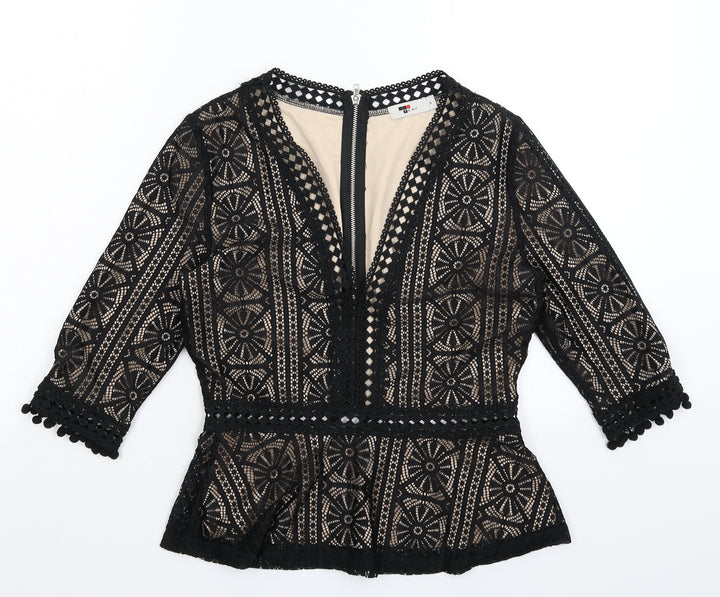 TEMT Womens Black Geometric  Basic Blouse Size S