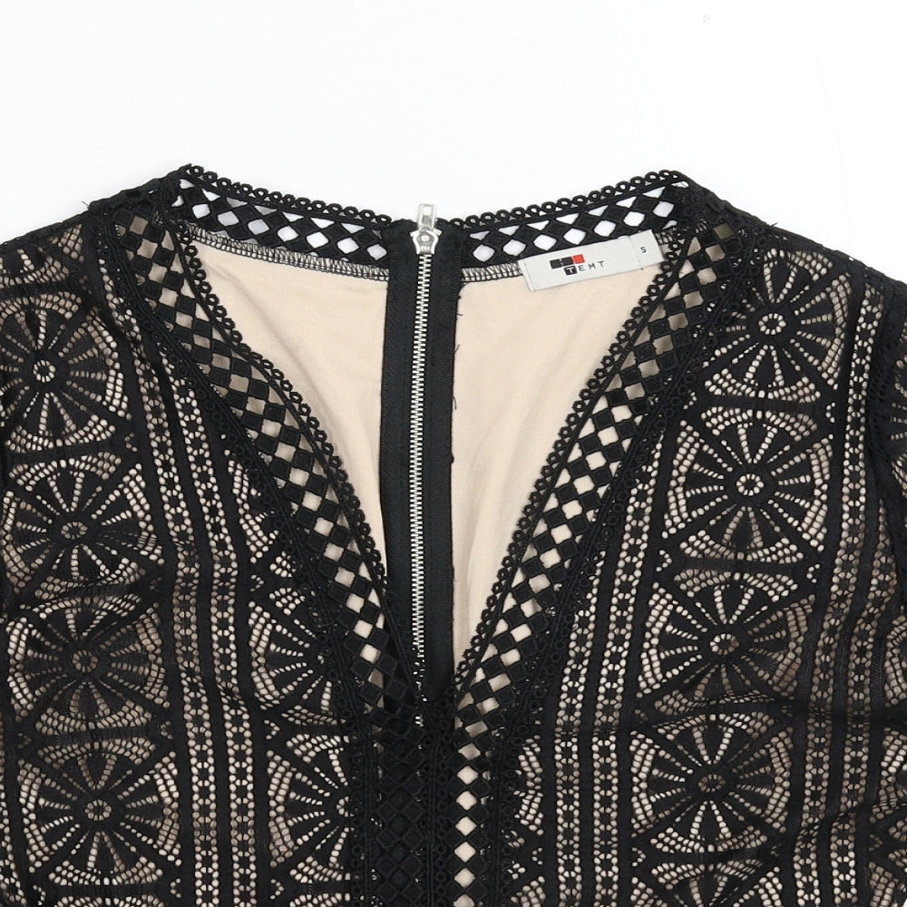 TEMT Womens Black Geometric  Basic Blouse Size S