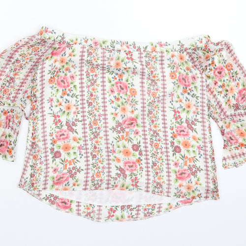 Very Womens White Floral  Basic Blouse Size 8
