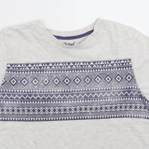 Rebel Boys Grey Geometric  Basic T-Shirt Size 11-12 Years