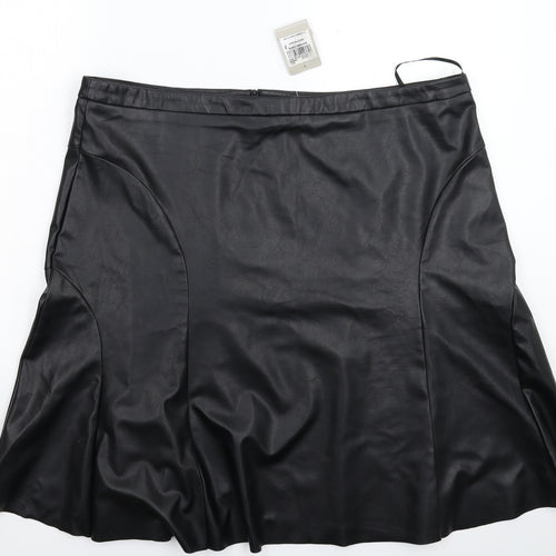TU Womens Black   Flare Skirt Size 20  - Faux Leather