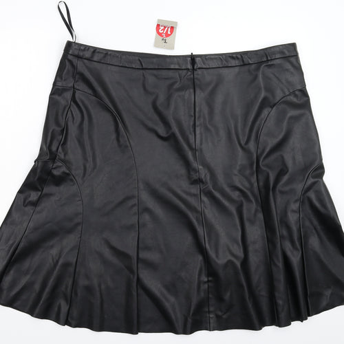 TU Womens Black   Flare Skirt Size 20  - Faux Leather