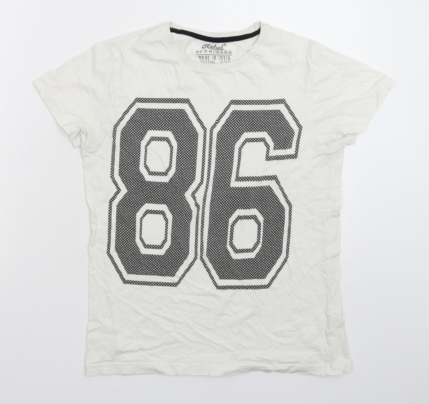 Rebel Boys White   Basic T-Shirt Size 10-11 Years