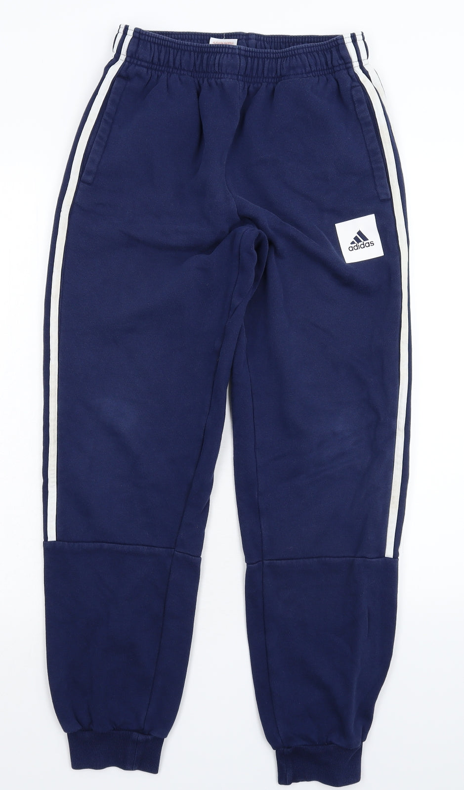 adidas Boys Blue Striped  Jogger Trousers Size 13-14 Years