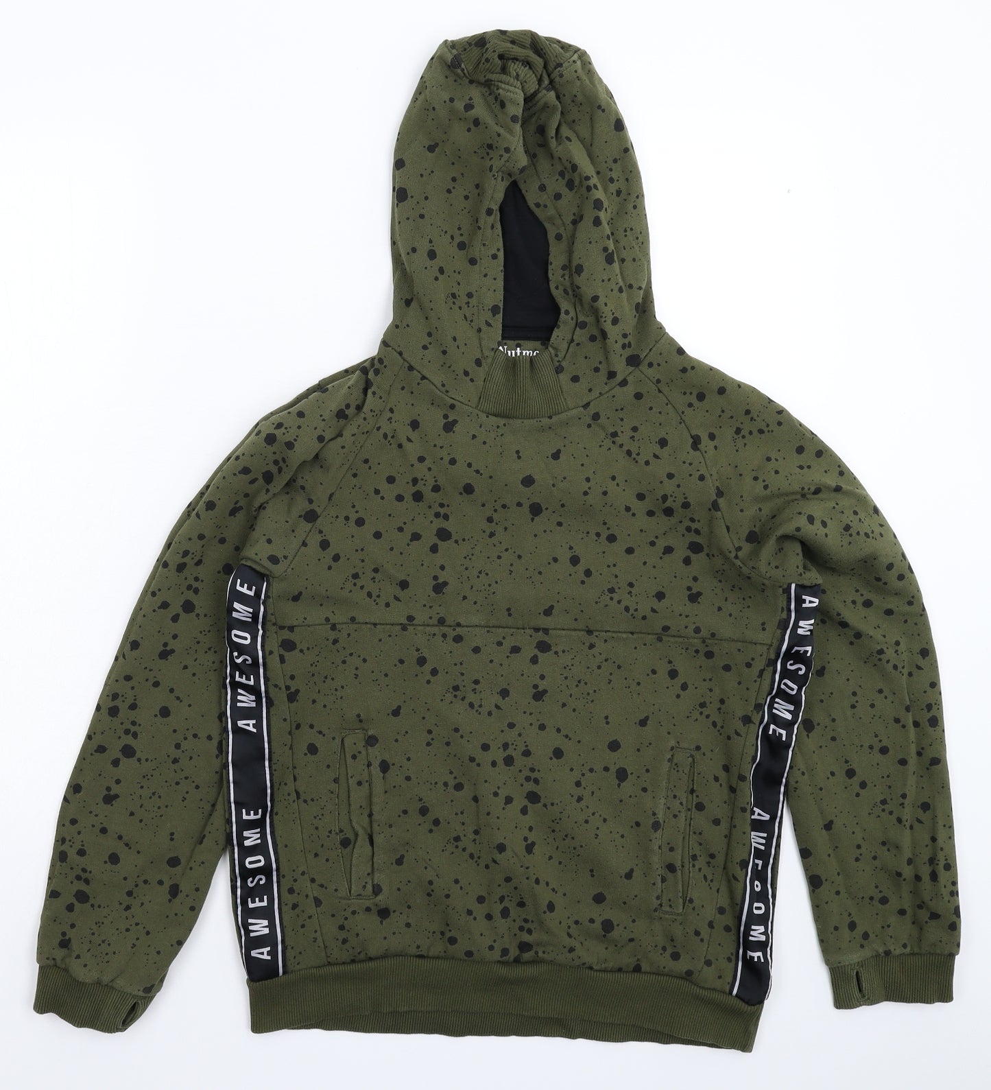 Nutmeg Boys Green Spotted  Pullover Hoodie Size 13-14 Years