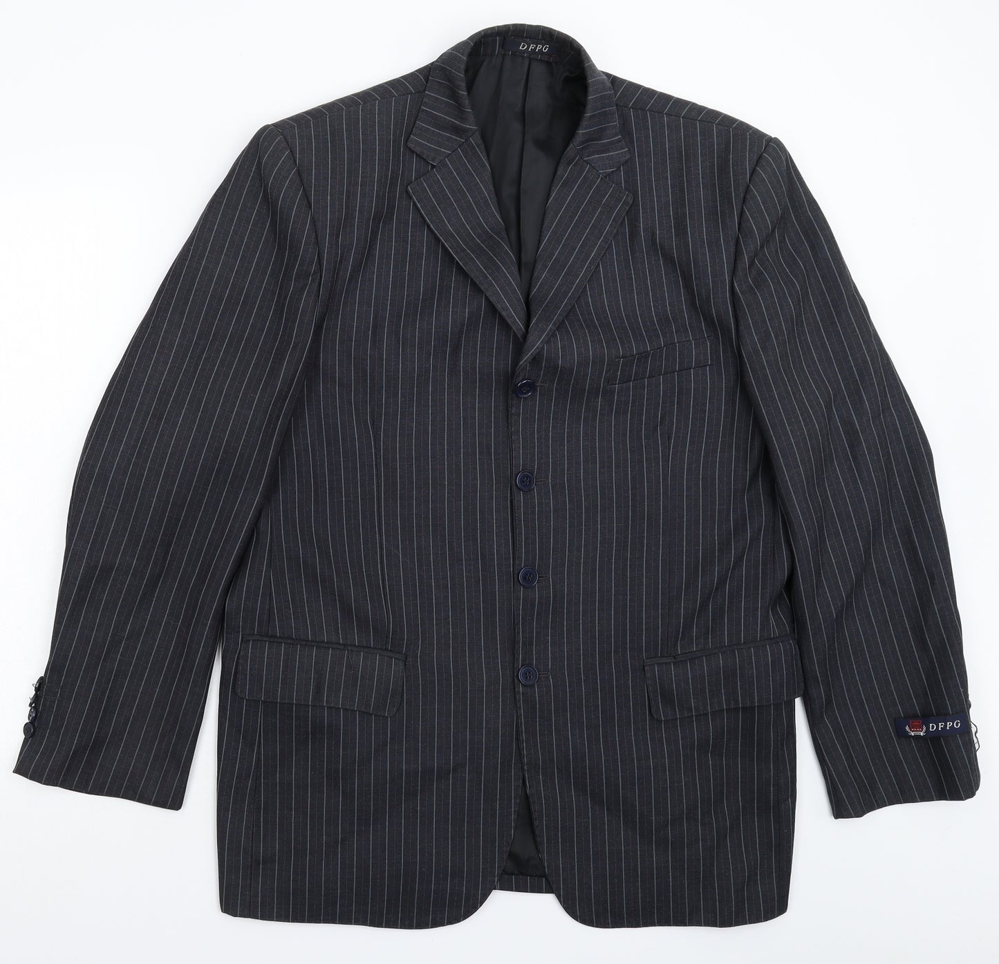 DPFG Mens Blue Striped  Jacket Suit Jacket Size 40