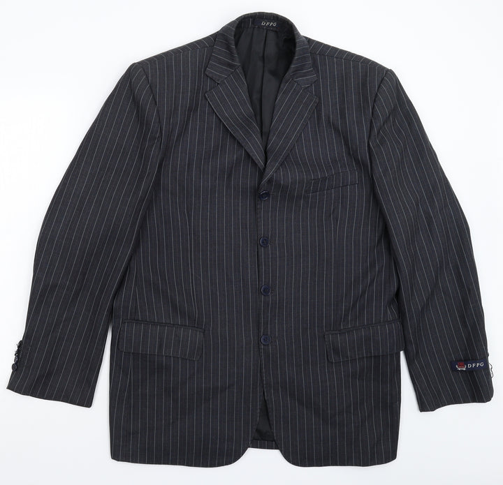 DPFG Mens Blue Striped  Jacket Suit Jacket Size 40