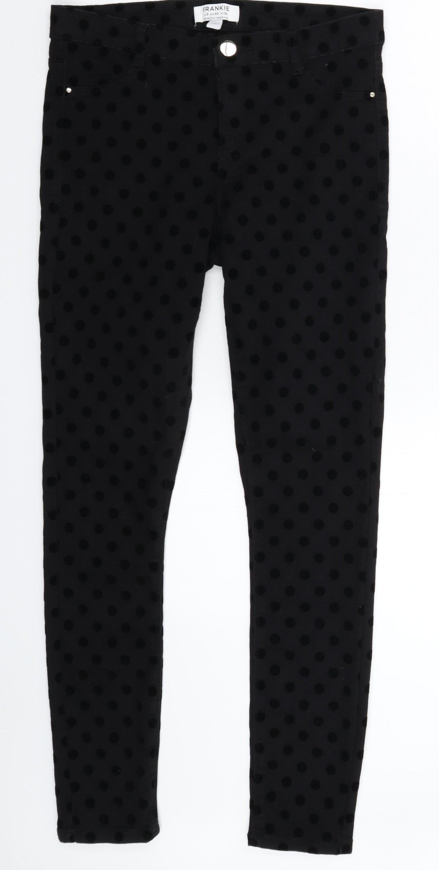 Dorothy Perkins Womens Black Polka Dot Denim Jegging Jeans Size 12 L31 in