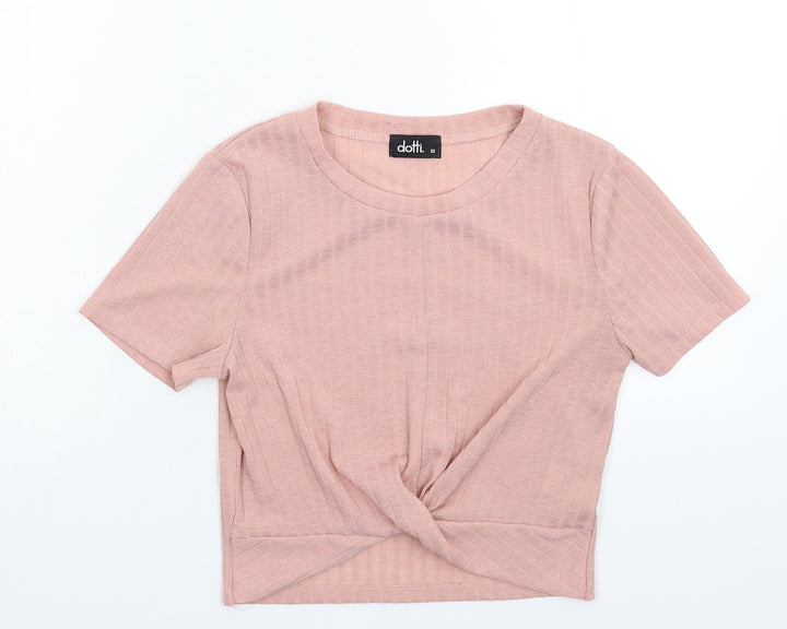 Dotti Womens Pink Basic T-Shirt Size XS