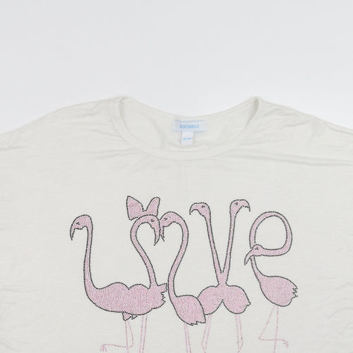 Blue Vanilla Womens White   Basic T-Shirt Size S  - flamingo