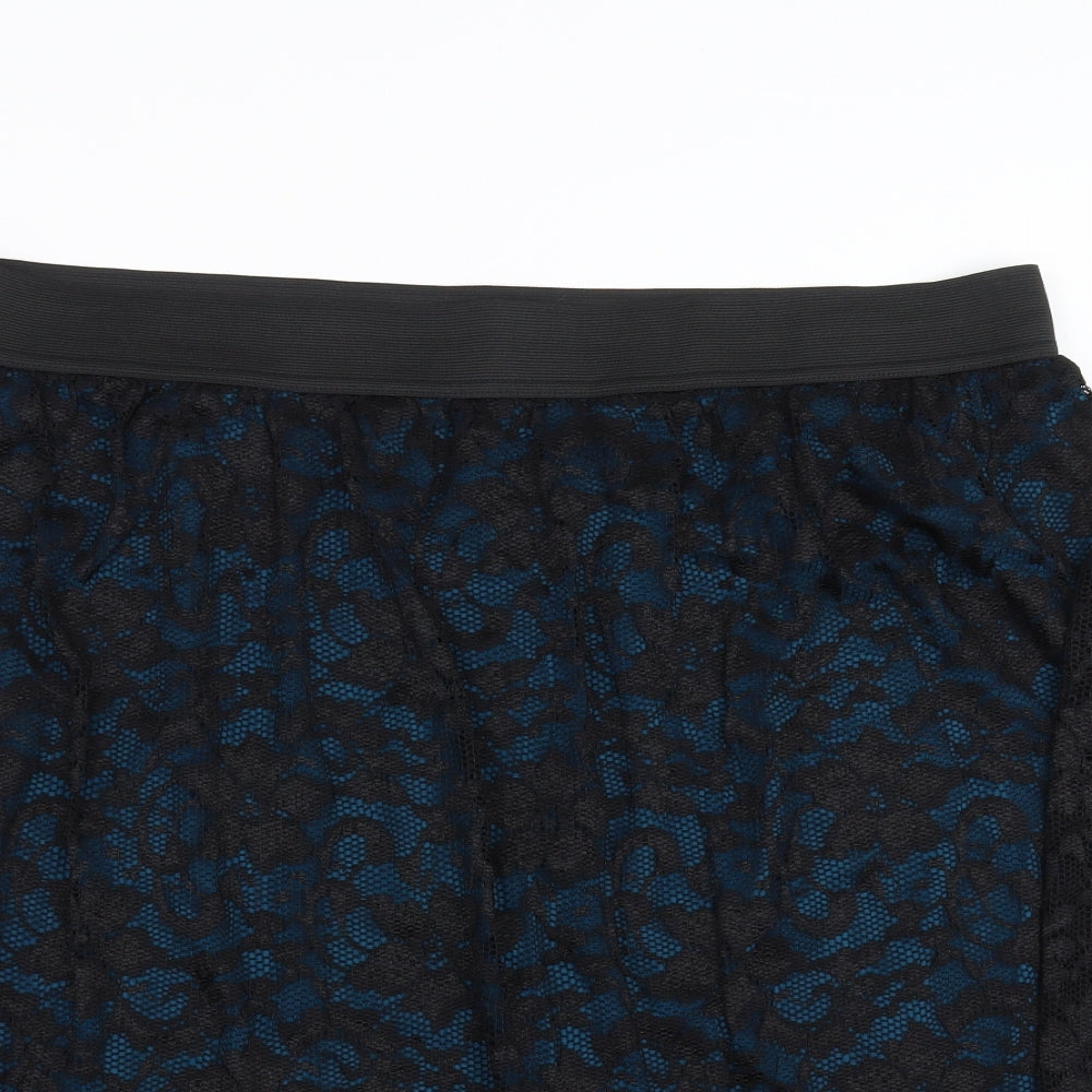 Yours Womens Black Floral  A-Line Skirt Size 26  - lace