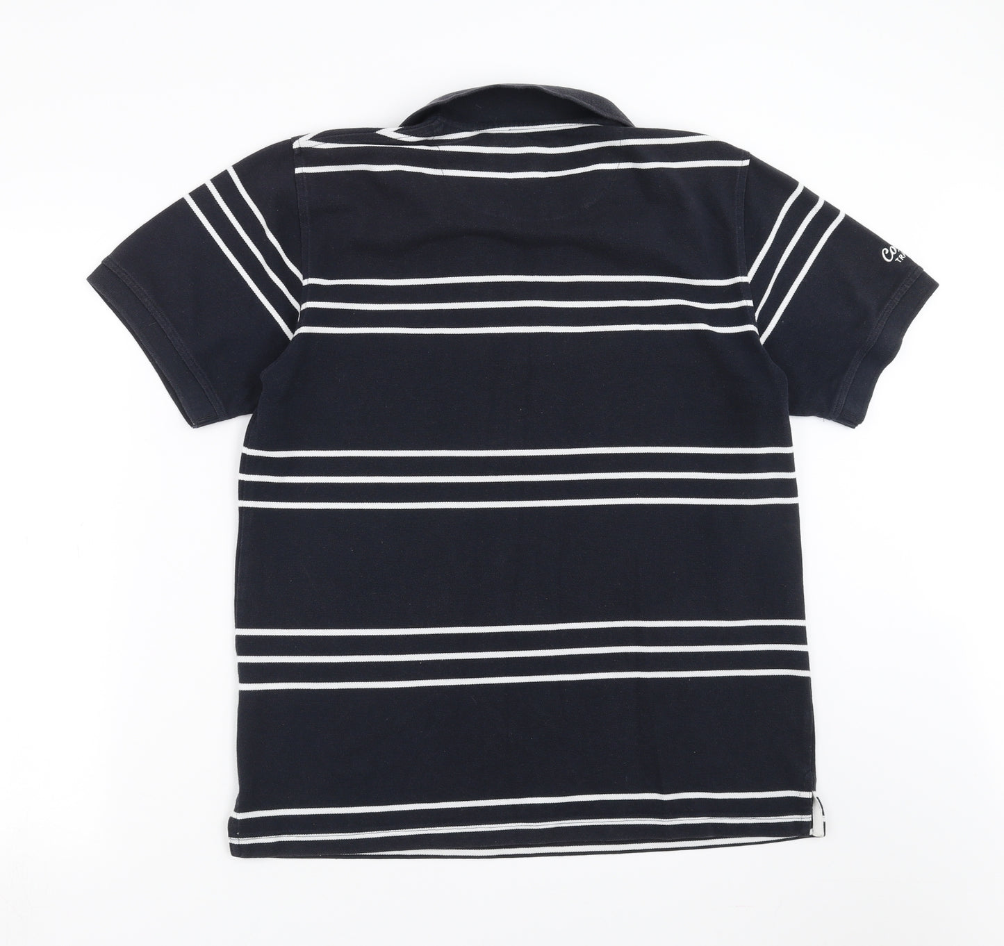 Cotton Traders Mens Blue Striped   Polo Size M  - rubgy