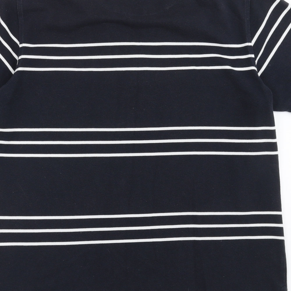 Cotton Traders Mens Blue Striped   Polo Size M  - rubgy