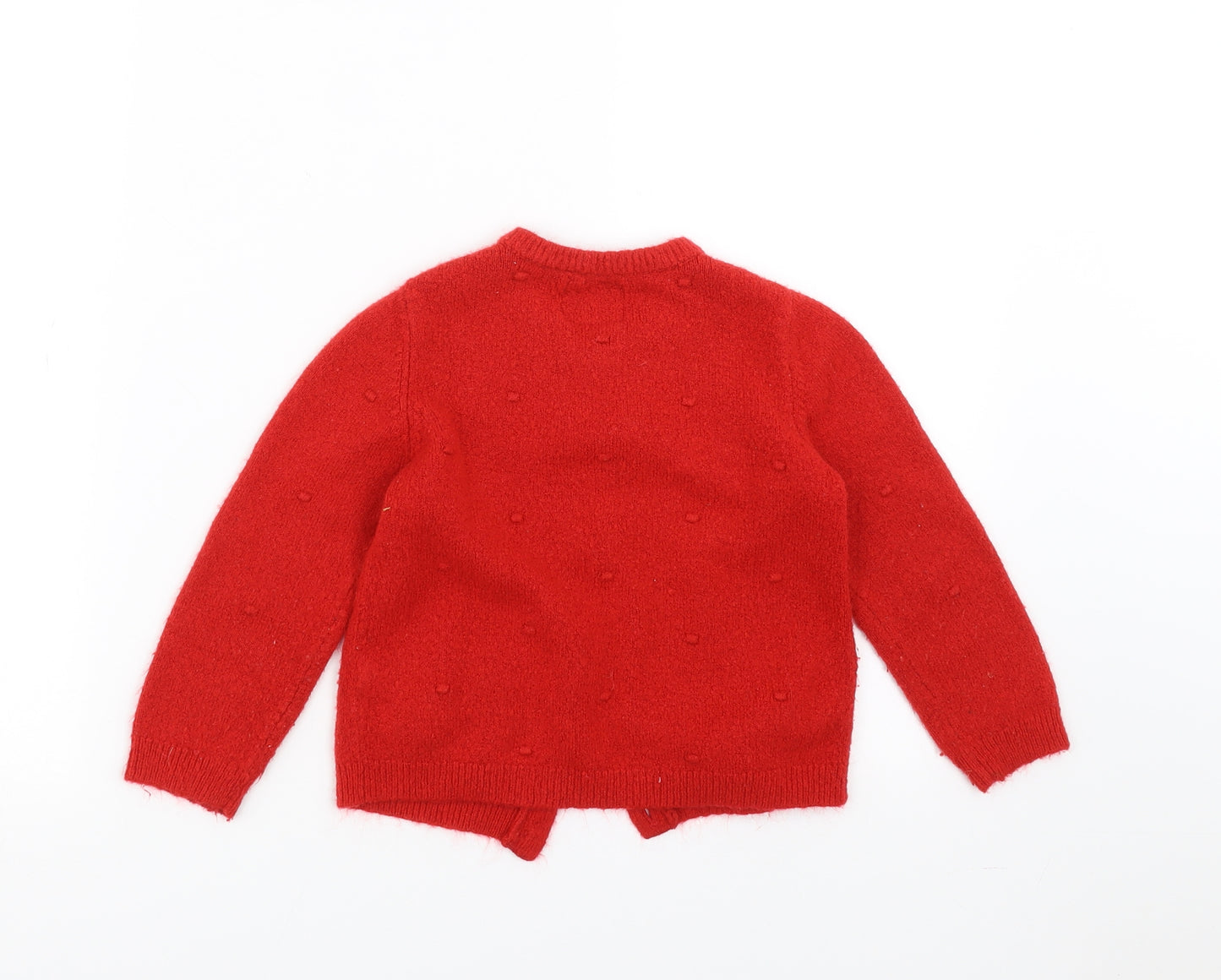 F&F Girls Red  Knit Cardigan Jumper Size 5-6 Years  - christmas