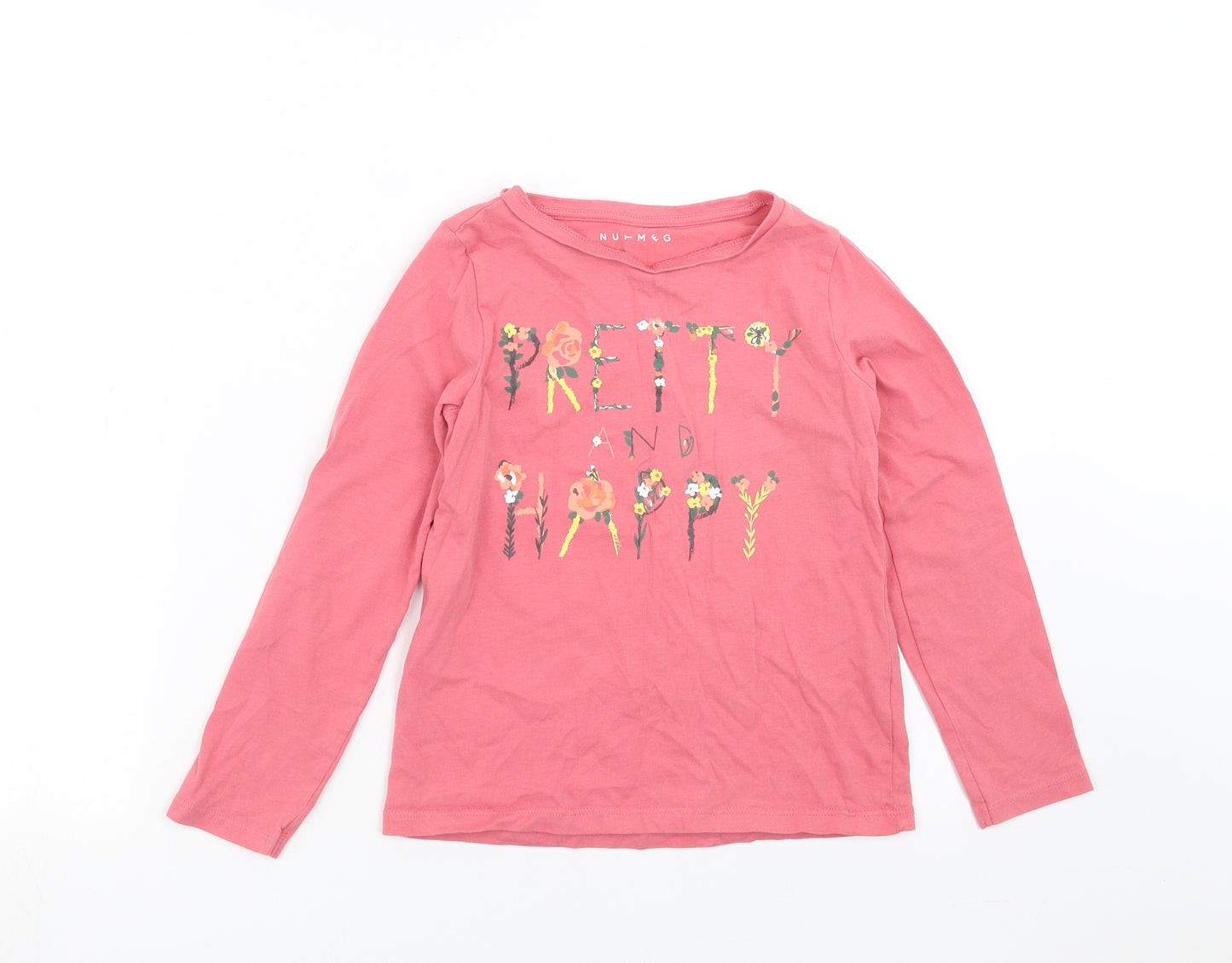 Nutmeg Girls Pink Floral  Basic T-Shirt Size 8-9 Years  - pretty and happy