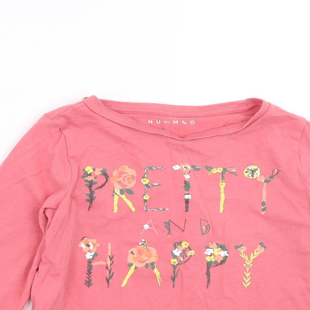 Nutmeg Girls Pink Floral  Basic T-Shirt Size 8-9 Years  - pretty and happy