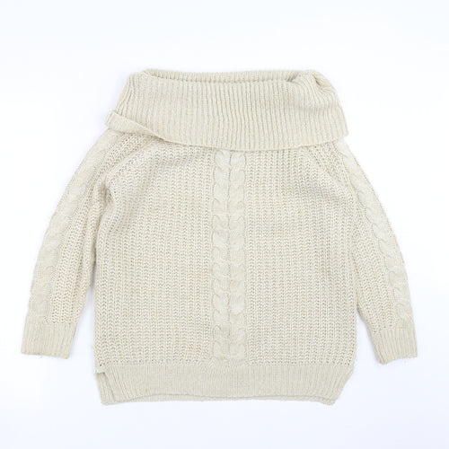 Papaya Womens Beige  Knit Pullover Jumper Size M