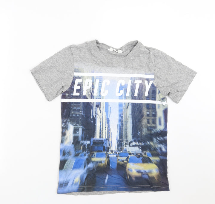 H&M Boys Grey Basic T-Shirt Size 8-9 Years - epic city