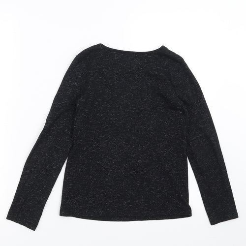 Nutmeg Girls Black   Basic T-Shirt Size 9-10 Years  - hearts