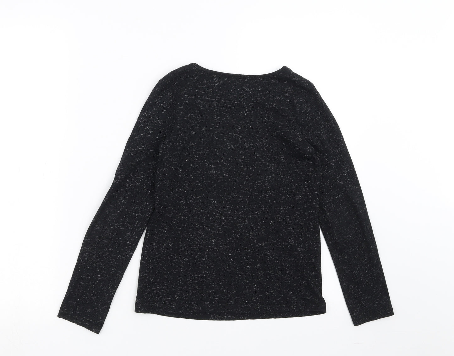 Nutmeg Girls Black   Basic T-Shirt Size 9-10 Years  - hearts