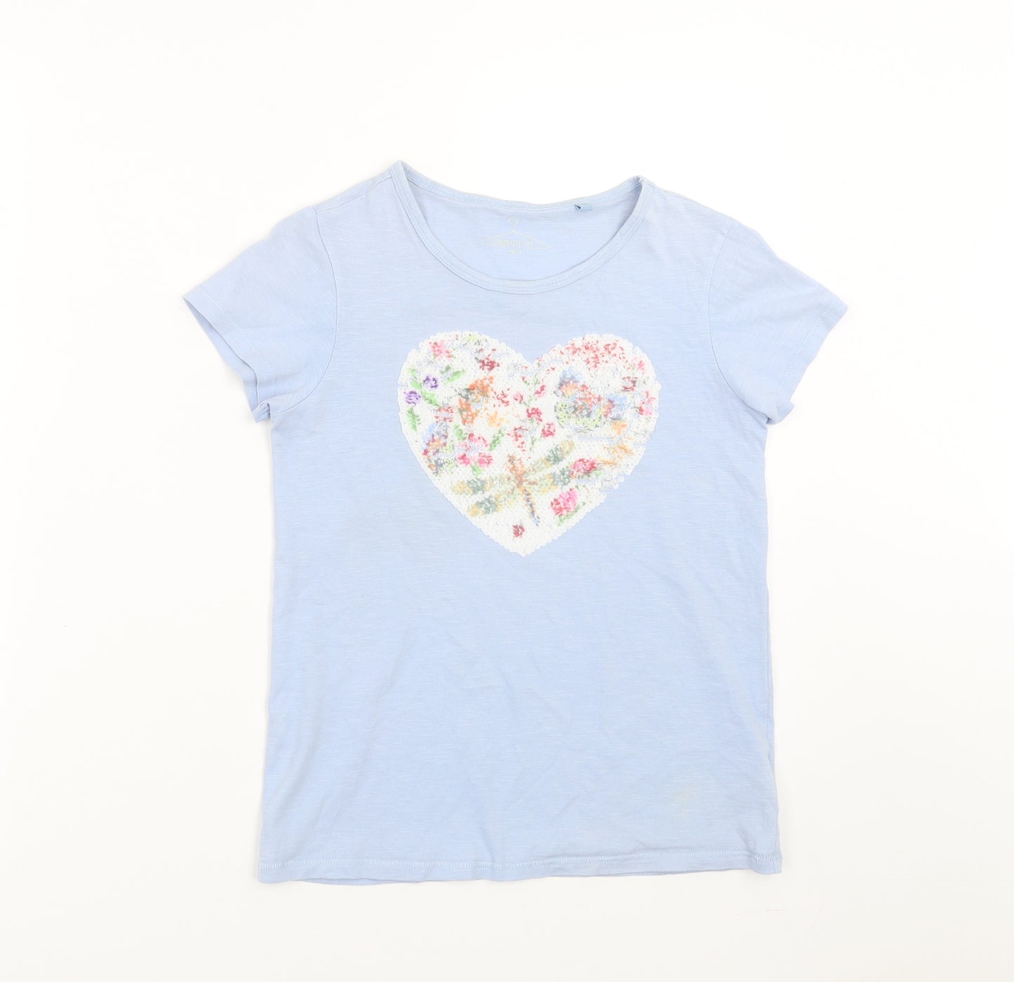 NEXT Girls Blue   Basic T-Shirt Size 10 Years  - HEART