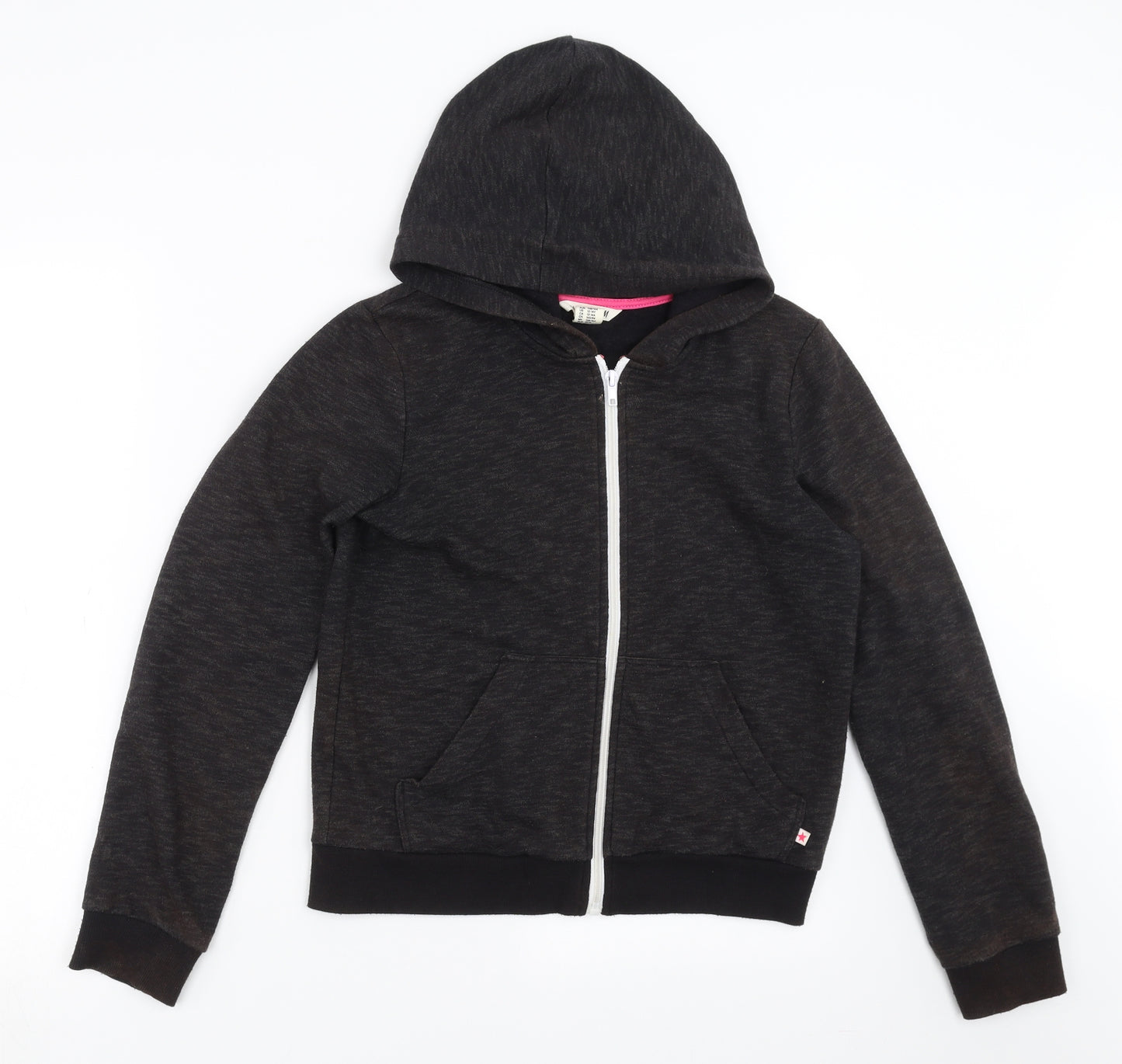 H&M Girls Black   Full Zip Hoodie Size 12-13 Years