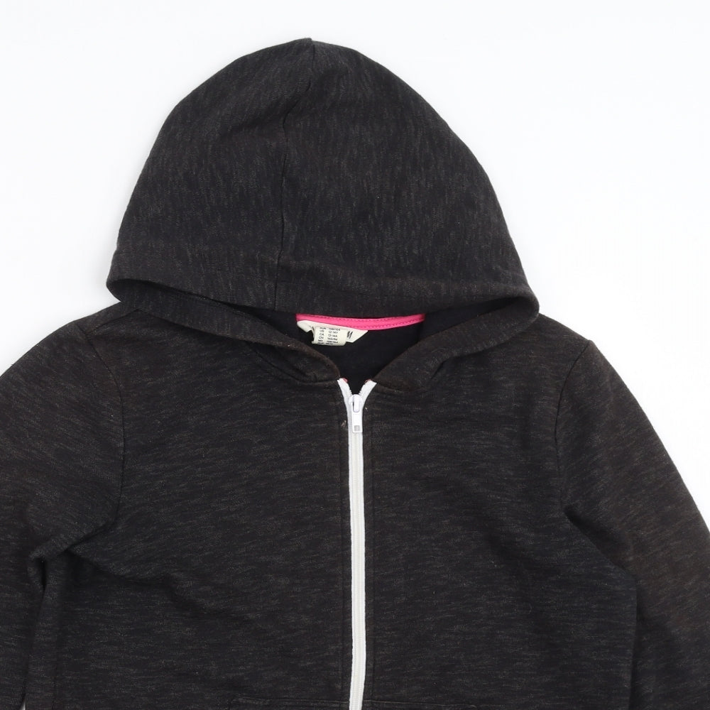 H&M Girls Black   Full Zip Hoodie Size 12-13 Years