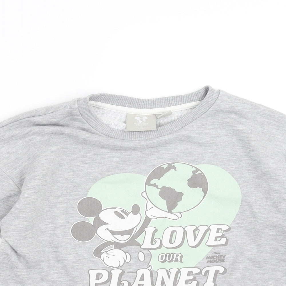 Primark Girls Grey   Pullover Sweatshirt Size 9-10 Years  - Mickey mouse
