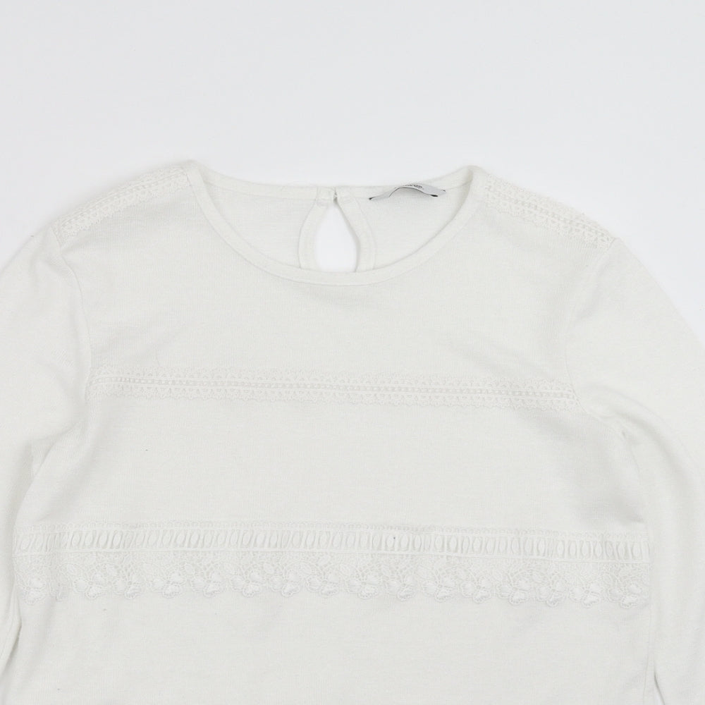 George Girls White  Knit Pullover Jumper Size 11-12 Years  - crochet detail