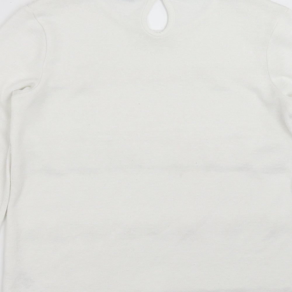 George Girls White  Knit Pullover Jumper Size 11-12 Years  - crochet detail