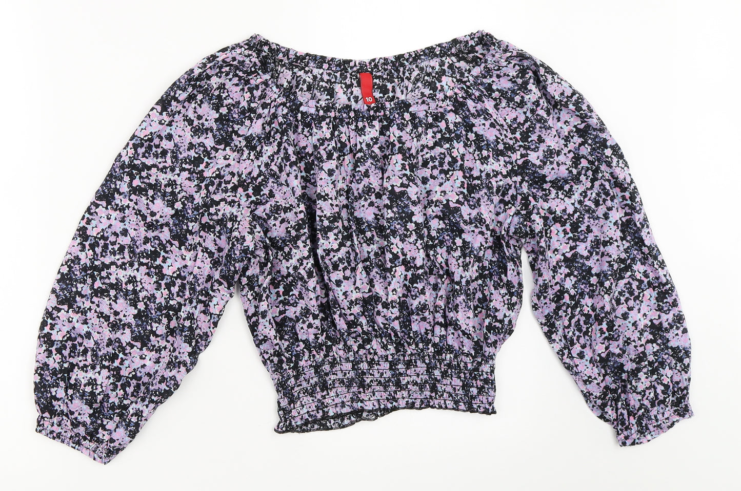 H&M Womens Black Floral  Basic Blouse Size 10