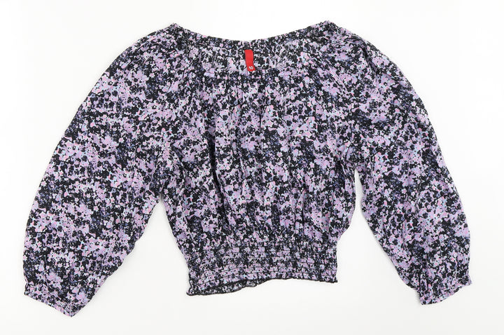 H&M Womens Black Floral  Basic Blouse Size 10