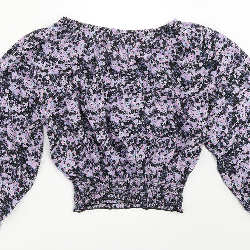 H&M Womens Black Floral  Basic Blouse Size 10