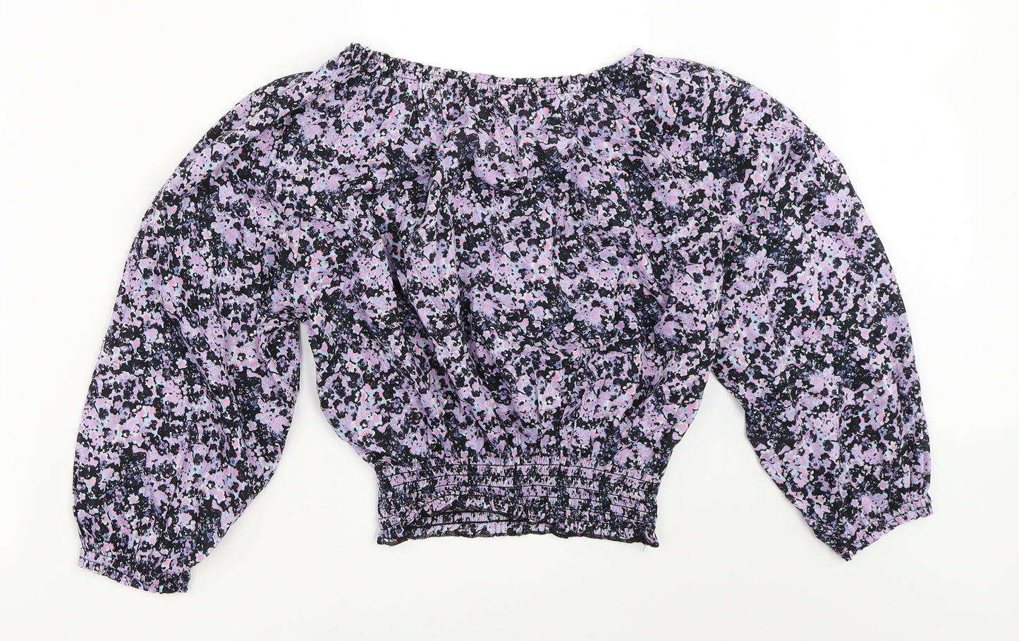 H&M Womens Black Floral  Basic Blouse Size 10