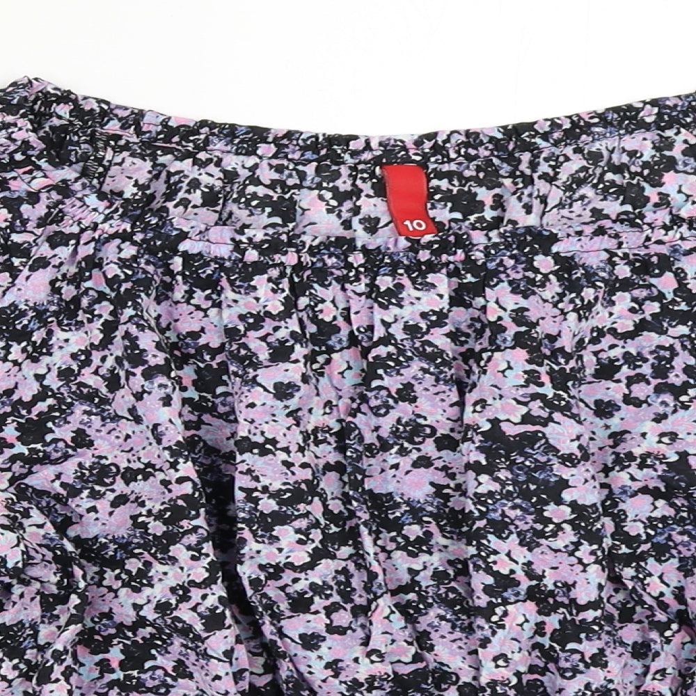 H&M Womens Black Floral  Basic Blouse Size 10