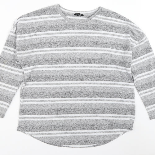 Peacocks Womens Grey Striped  Pullover Jumper Size 16