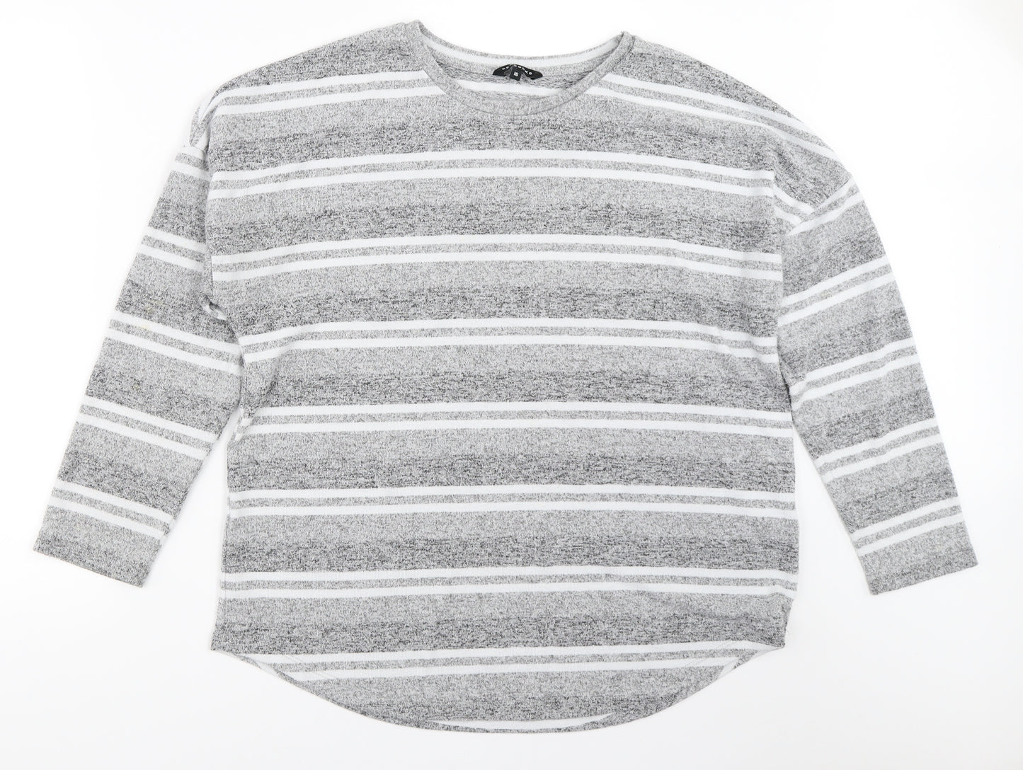 Peacocks Womens Grey Striped  Pullover Jumper Size 16